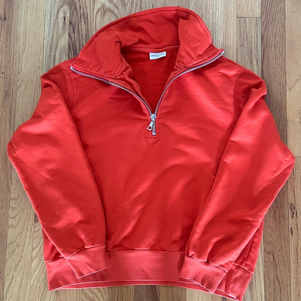 Dries Van Noten red sweatshirt with quarter zipper